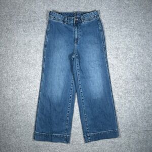 GAP Denim Jeans Womens 27 Blue Wide Leg High Rise Cropped Casual Boho